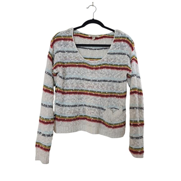 Poof! Tops - Poof Excellence Sweater Size Small Striped Cream Yellow Red